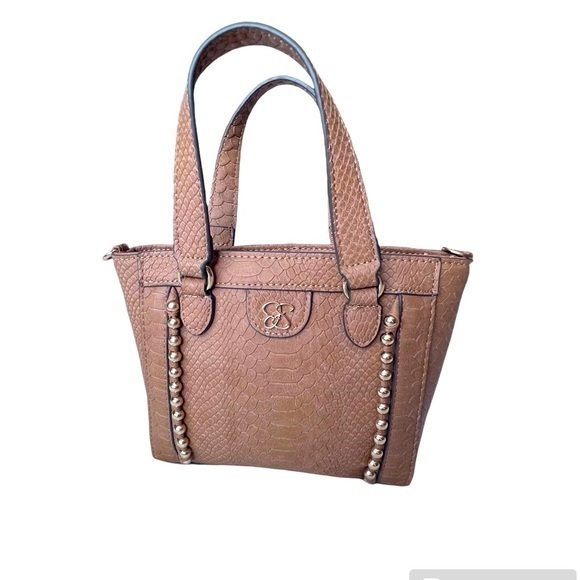 Jessica Simpson Brown Satchel with Gold Accents - Picture 1 of 9